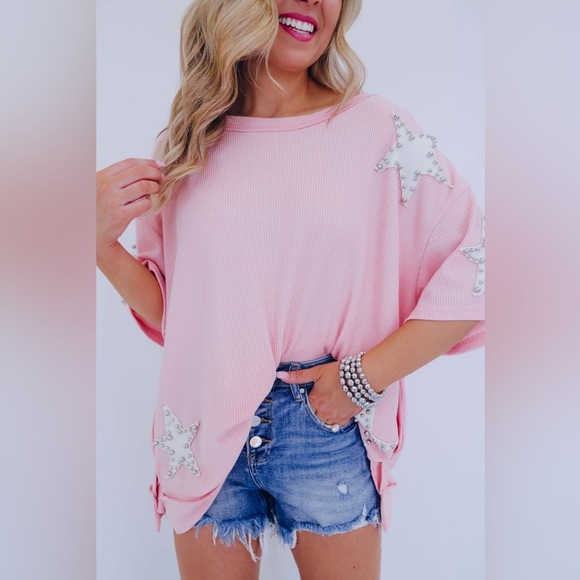 Blue Velvet Pink Boxy Oversized Short Sleeve Tee Size S - Picture 8 of 16